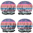 thumbnail image 1 of Shower Caps,Colorful Pioneer Flower Striped Pattern Waterproof Shower Cap for Women 4 Pieces,Double Reusable Hair Cover for Shower PEVA Elastic Stretch Hem, 1 of 7