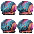 thumbnail image 1 of Shower Caps,Colorful Tie Dye Flow Ball Pattern Waterproof Shower Cap for Women 4 Pieces,Double Reusable Hair Cover for Shower PEVA Elastic Stretch Hem, 1 of 7