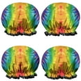 thumbnail image 1 of Shower Caps,Colorful Tie Dye Pattern Waterproof Shower Cap for Women 4 Pieces,Double Reusable Hair Cover for Shower PEVA Elastic Stretch Hem, 1 of 7