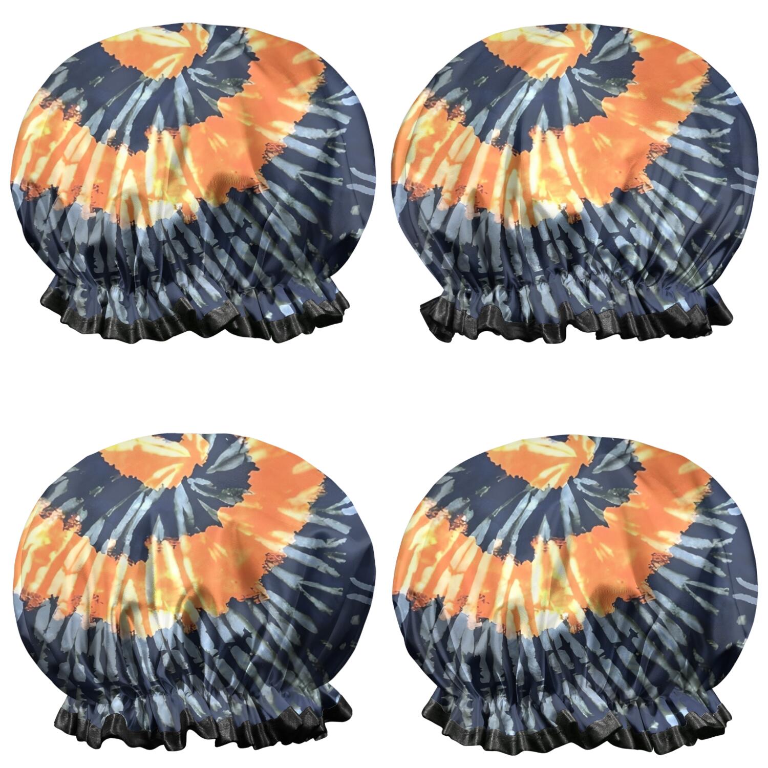 Shower Caps,Colorful Tie Dye Pattern Waterproof Shower Cap for Women 4 Pieces,Double Reusable Hair Cover for Shower PEVA Elastic Stretch Hem