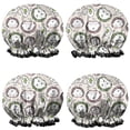 thumbnail image 1 of Shower Caps,Cute Faces Pattern Waterproof Shower Cap for Women 4 Pieces,Double Reusable Hair Cover for Shower PEVA Elastic Stretch Hem, 1 of 7