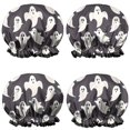 thumbnail image 1 of Shower Caps,Cute Halloween Ghosts Pattern Waterproof Shower Cap for Women 4 Pieces,Double Reusable Hair Cover for Shower PEVA Elastic Stretch Hem, 1 of 7