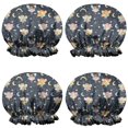 thumbnail image 1 of Shower Caps,Dark Blue Fairy Princess Pattern Waterproof Shower Cap for Women 4 Pieces,Double Reusable Hair Cover for Shower PEVA Elastic Stretch Hem, 1 of 7