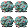 thumbnail image 1 of Shower Caps,Doberman Dog Pattern with Pioneer Flower Waterproof Shower Cap for Women 4 Pieces,Double Reusable Hair Cover for Shower PEVA Elastic Stretch Hem, 1 of 7