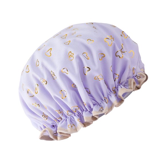 Shower Caps Double Layer Multifunctional Shower Hat Gold Printing Polyester Cotton Hair Waterproof