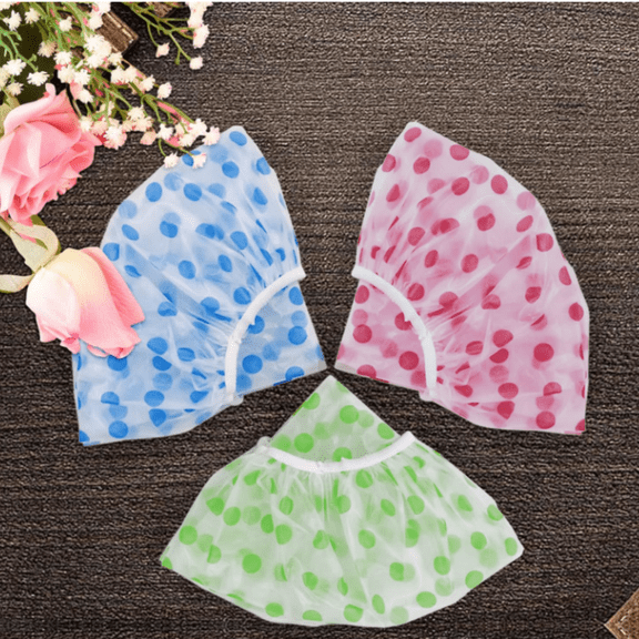 Shower Caps, Elastic Reusable Waterproof Plastic Shower Cap for Women Ladies Spa Salon (Red+Green+Blue)