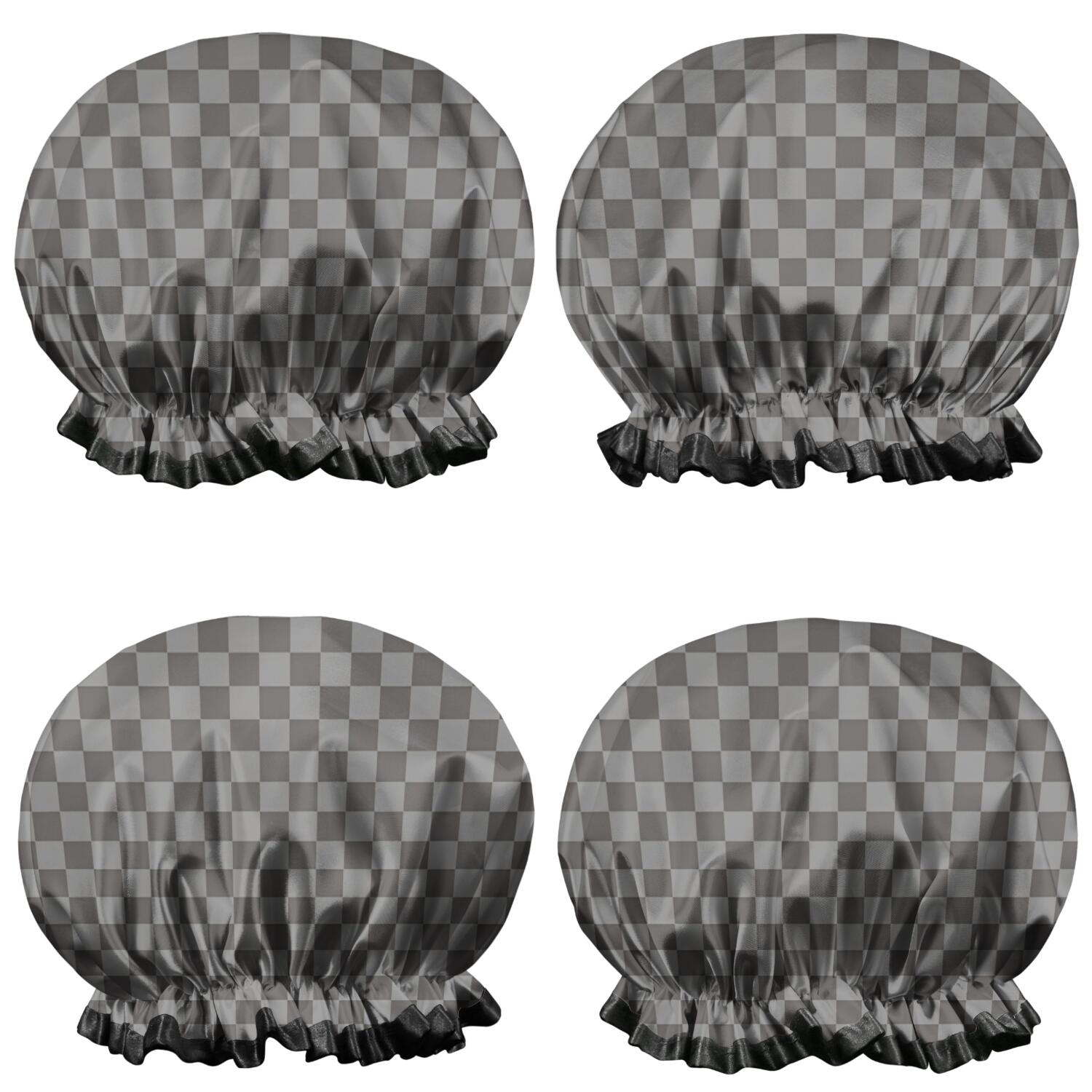Shower Caps,Gray and Black Checkerboard Pattern Waterproof Shower Cap for Women 4 Pieces,Double Reusable Hair Cover for Shower PEVA Elastic Stretch Hem