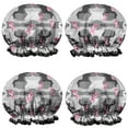 thumbnail image 1 of Shower Caps,Gray Camo Pink Ribbon Pattern Waterproof Shower Cap for Women 4 Pieces,Double Reusable Hair Cover for Shower PEVA Elastic Stretch Hem, 1 of 7
