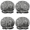 thumbnail image 1 of Shower Caps,Gray Dinosaur Skeletons Fossils Pattern Waterproof Shower Cap for Women 4 Pieces,Double Reusable Hair Cover for Shower PEVA Elastic Stretch Hem, 1 of 7