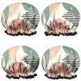 thumbnail image 1 of Shower Caps,Green Boho Geometric and Plant Pattern Waterproof Shower Cap for Women 4 Pieces,Double Reusable Hair Cover for Shower PEVA Elastic Stretch Hem, 1 of 7