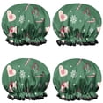 thumbnail image 1 of Shower Caps,Green Christmas Pattern Waterproof Shower Cap for Women 4 Pieces,Double Reusable Hair Cover for Shower PEVA Elastic Stretch Hem, 1 of 7