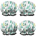 thumbnail image 1 of Shower Caps,Green Christmas Tree Pattern Waterproof Shower Cap for Women 4 Pieces,Double Reusable Hair Cover for Shower PEVA Elastic Stretch Hem, 1 of 7