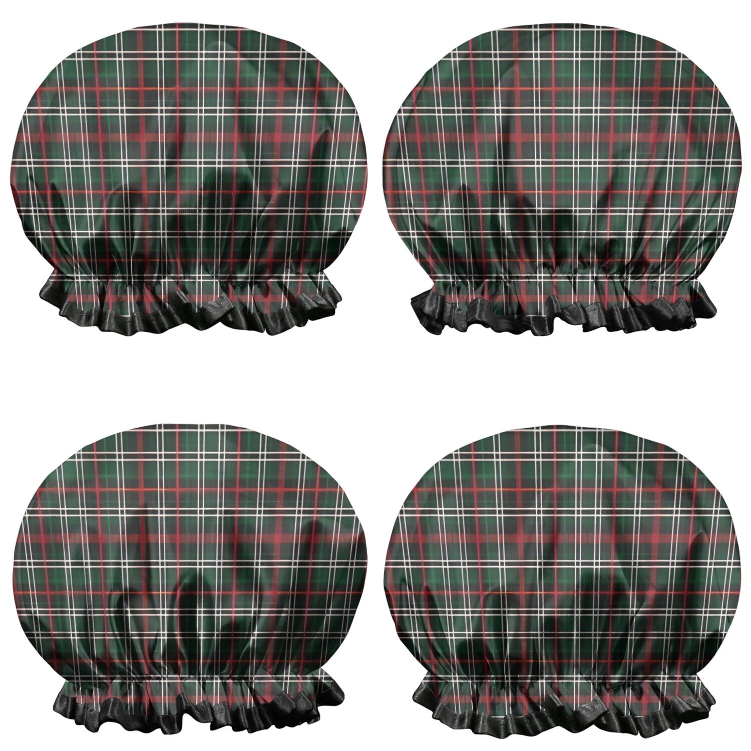 Shower Caps,Green and Red Checkerboard Checkered Pattern Waterproof Shower Cap for Women 4 Pieces,Double Reusable Hair Cover for Shower PEVA Elastic Stretch Hem