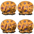 thumbnail image 1 of Shower Caps,Halloween Candy Assortment Pattern Waterproof Shower Cap for Women 4 Pieces,Double Reusable Hair Cover for Shower PEVA Elastic Stretch Hem, 1 of 7
