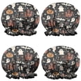 thumbnail image 1 of Shower Caps,Halloween Ghosts Castles and Pumpkins Waterproof Shower Cap for Women 4 Pieces,Double Reusable Hair Cover for Shower PEVA Elastic Stretch Hem, 1 of 7
