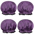 thumbnail image 1 of Shower Caps,Halloween Purple Spider Web Pattern Waterproof Shower Cap for Women 4 Pieces,Double Reusable Hair Cover for Shower PEVA Elastic Stretch Hem, 1 of 7
