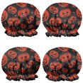 thumbnail image 1 of Shower Caps,Halloween Red Pumpkins Pattern Waterproof Shower Cap for Women 4 Pieces,Double Reusable Hair Cover for Shower PEVA Elastic Stretch Hem, 1 of 7