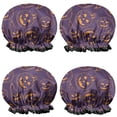 thumbnail image 1 of Shower Caps,Hand Drawn Halloween Pumpkin Pattern Waterproof Shower Cap for Women 4 Pieces,Double Reusable Hair Cover for Shower PEVA Elastic Stretch Hem, 1 of 7