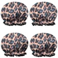thumbnail image 1 of Shower Caps,Leopard Print Pattern Waterproof Shower Cap for Women 4 Pieces,Double Reusable Hair Cover for Shower PEVA Elastic Stretch Hem, 1 of 7