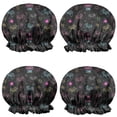 thumbnail image 1 of Shower Caps,Neon Controllers Games Icons Black Pattern Waterproof Shower Cap for Women 4 Pieces,Double Reusable Hair Cover for Shower PEVA Elastic Stretch Hem, 1 of 7