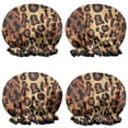 thumbnail image 1 of Shower Caps,Orange and Brown Leopard Pattern Waterproof Shower Cap for Women 4 Pieces,Double Reusable Hair Cover for Shower PEVA Elastic Stretch Hem, 1 of 7