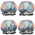 thumbnail image 1 of Shower Caps,Pink and Blue Triangular Floral Boho Pattern Waterproof Shower Cap for Women 4 Pieces,Double Reusable Hair Cover for Shower PEVA Elastic Stretch Hem, 1 of 7