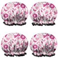 thumbnail image 1 of Shower Caps,Pink Breast Cancer and Love Waterproof Shower Cap for Women 4 Pieces,Double Reusable Hair Cover for Shower PEVA Elastic Stretch Hem, 1 of 7