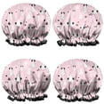 thumbnail image 1 of Shower Caps,Pink Christmas Tree Pattern Waterproof Shower Cap for Women 4 Pieces,Double Reusable Hair Cover for Shower PEVA Elastic Stretch Hem, 1 of 7