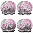thumbnail image 1 of Shower Caps,Pioneer Flower Floral Print Pattern Waterproof Shower Cap for Women 4 Pieces,Double Reusable Hair Cover for Shower PEVA Elastic Stretch Hem, 1 of 7