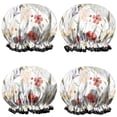 thumbnail image 1 of Shower Caps,Pioneer Flower Floral Print Pattern Waterproof Shower Cap for Women 4 Pieces,Double Reusable Hair Cover for Shower PEVA Elastic Stretch Hem, 1 of 7
