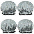 thumbnail image 1 of Shower Caps,Pioneer Flower Floral Print Pattern Waterproof Shower Cap for Women 4 Pieces,Double Reusable Hair Cover for Shower PEVA Elastic Stretch Hem, 1 of 7