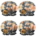 thumbnail image 1 of Shower Caps,Pioneer Flower Floral Print Pattern Waterproof Shower Cap for Women 4 Pieces,Double Reusable Hair Cover for Shower PEVA Elastic Stretch Hem, 1 of 7