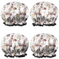 thumbnail image 1 of Shower Caps,Pioneer Flower Floral Print Pattern Waterproof Shower Cap for Women 4 Pieces,Double Reusable Hair Cover for Shower PEVA Elastic Stretch Hem, 1 of 7