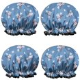 thumbnail image 1 of Shower Caps,Pioneer Flower Floral Print Pattern Waterproof Shower Cap for Women 4 Pieces,Double Reusable Hair Cover for Shower PEVA Elastic Stretch Hem, 1 of 7