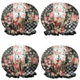 thumbnail image 1 of Shower Caps,Pioneer Flower Floral Print Pattern Waterproof Shower Cap for Women 4 Pieces,Double Reusable Hair Cover for Shower PEVA Elastic Stretch Hem, 1 of 7
