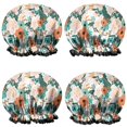 thumbnail image 1 of Shower Caps,Pioneer Flower Floral Print Pattern Waterproof Shower Cap for Women 4 Pieces,Double Reusable Hair Cover for Shower PEVA Elastic Stretch Hem, 1 of 7