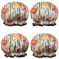 thumbnail image 1 of Shower Caps,Pioneer Flower Floral Print Pattern Waterproof Shower Cap for Women 4 Pieces,Double Reusable Hair Cover for Shower PEVA Elastic Stretch Hem, 1 of 7