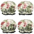 thumbnail image 1 of Shower Caps,Pioneer Flower Floral Print Pattern Waterproof Shower Cap for Women 4 Pieces,Double Reusable Hair Cover for Shower PEVA Elastic Stretch Hem, 1 of 7