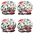thumbnail image 1 of Shower Caps,Pioneer Flower Floral Print Pattern Waterproof Shower Cap for Women 4 Pieces,Double Reusable Hair Cover for Shower PEVA Elastic Stretch Hem, 1 of 7