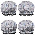 thumbnail image 1 of Shower Caps,Purple Butterfly Pattern Waterproof Shower Cap for Women 4 Pieces,Double Reusable Hair Cover for Shower PEVA Elastic Stretch Hem, 1 of 7