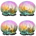 thumbnail image 1 of Shower Caps,Rainbow Tie Dye Cloud Pattern Waterproof Shower Cap for Women 4 Pieces,Double Reusable Hair Cover for Shower PEVA Elastic Stretch Hem, 1 of 7