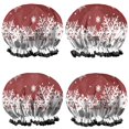 thumbnail image 1 of Shower Caps,Red Christmas Snowflake Pattern Waterproof Shower Cap for Women 4 Pieces,Double Reusable Hair Cover for Shower PEVA Elastic Stretch Hem, 1 of 7