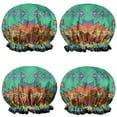 thumbnail image 1 of Shower Caps,Symmetric Geometric Pattern Waterproof Shower Cap for Women 4 Pieces,Double Reusable Hair Cover for Shower PEVA Elastic Stretch Hem, 1 of 7
