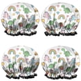 thumbnail image 1 of Shower Caps,White Cartoon Dinosaurs Unicorns Pattern Waterproof Shower Cap for Women 4 Pieces,Double Reusable Hair Cover for Shower PEVA Elastic Stretch Hem, 1 of 7