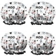 thumbnail image 1 of Shower Caps,White Cow Moo Milk Pattern Waterproof Shower Cap for Women 4 Pieces,Double Reusable Hair Cover for Shower PEVA Elastic Stretch Hem, 1 of 7