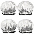 thumbnail image 1 of Shower Caps,White Marble Gold Line Pattern Waterproof Shower Cap for Women 4 Pieces,Double Reusable Hair Cover for Shower PEVA Elastic Stretch Hem, 1 of 7
