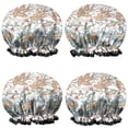 thumbnail image 1 of Shower Caps,White Pioneer Flower and Paisley Pattern Waterproof Shower Cap for Women 4 Pieces,Double Reusable Hair Cover for Shower PEVA Elastic Stretch Hem, 1 of 7