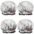 thumbnail image 1 of Shower Caps,White Rose Gold Marble Pattern Waterproof Shower Cap for Women 4 Pieces,Double Reusable Hair Cover for Shower PEVA Elastic Stretch Hem, 1 of 7