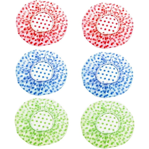 Shower Caps for Women 6 Pcs Waterproof Plastic Bath Caps Reusable Shower Hair Cap Men Reusable Hair Bonnet,Single Layers Elastic Shower Hat for Women Girl Bathing Beauty Salon Spa Shower Caps