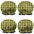 thumbnail image 1 of Shower Caps,Yellow Black Checkerboard Checkered Pattern Waterproof Shower Cap for Women 4 Pieces,Double Reusable Hair Cover for Shower PEVA Elastic Stretch Hem, 1 of 7